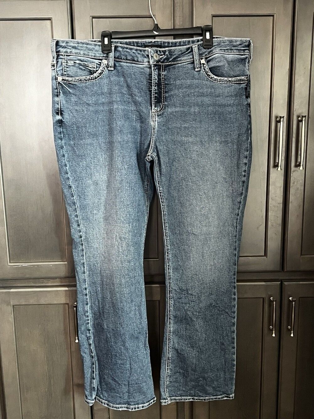 Silver Jeans Co Elyse Women's 18W Plus Size Bootcut Jeans Med Wash Blue Stretch
